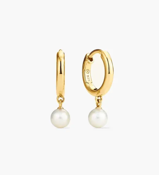 Mira Round Pearl Hoops